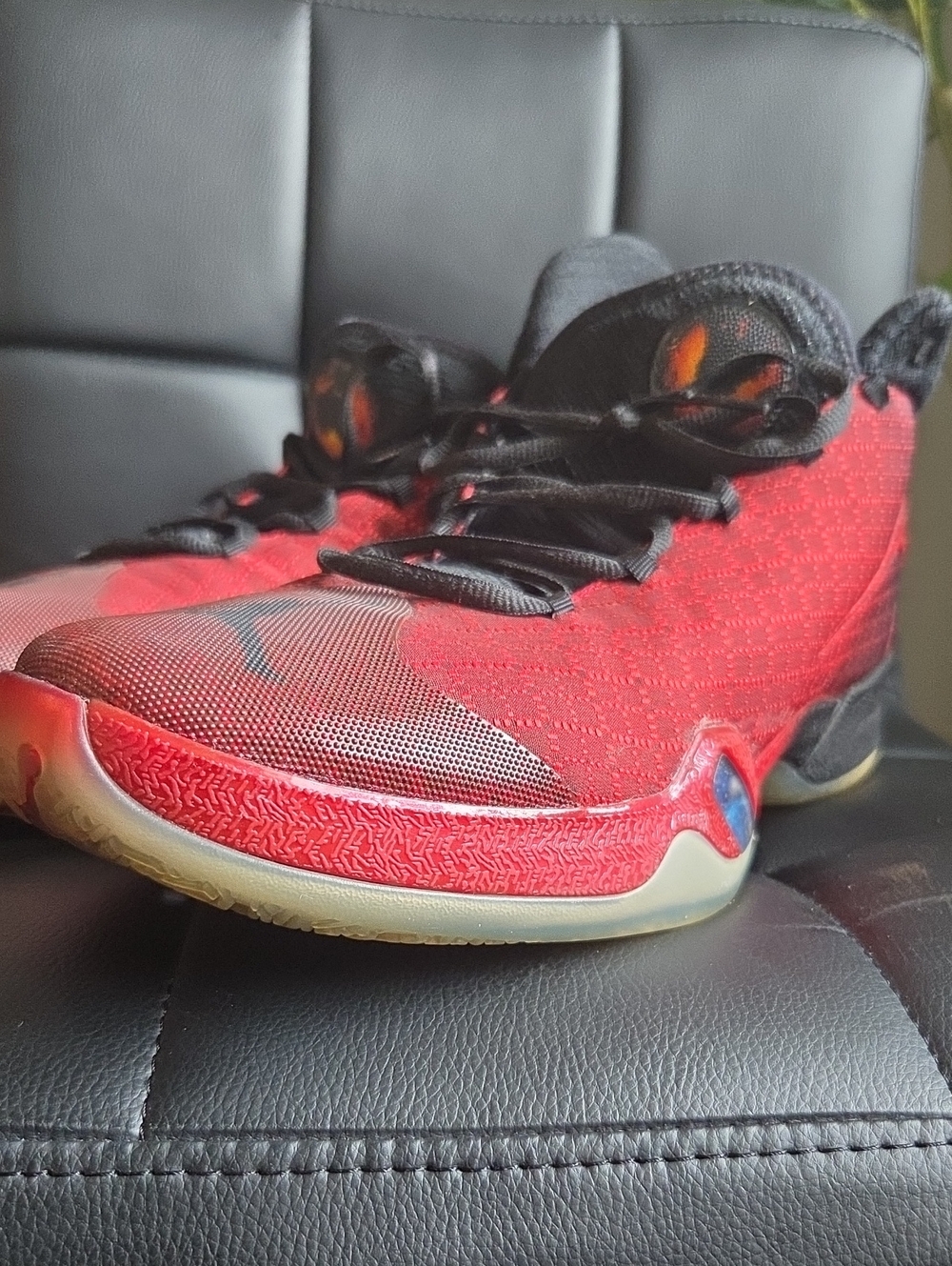 Red Athletic Sneakers with Black Accents - Jordans Sports Shoe